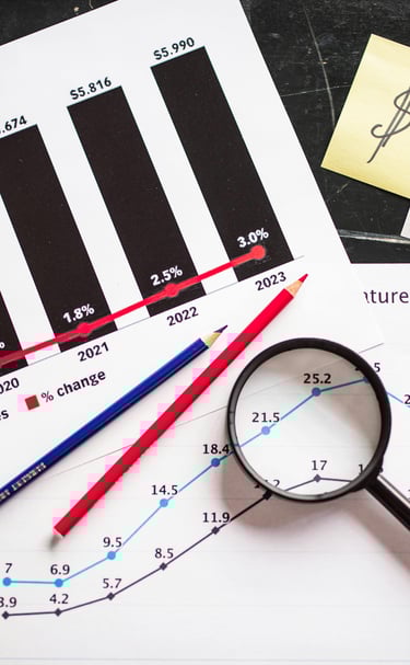 A magnifying glass over a graph