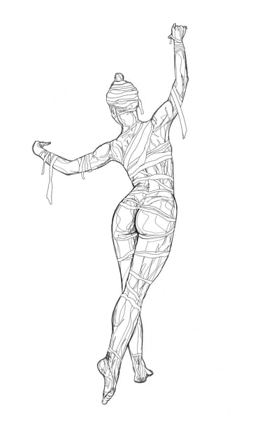 scribble art drawing nude woman dancing with by nuditat
