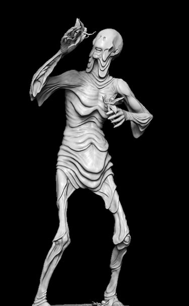 Stylised fantasy figure sculpture designed through professional 3D sculptural services