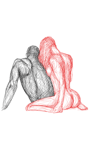 nude couple drawing. sexy couple poster. by nuditat
