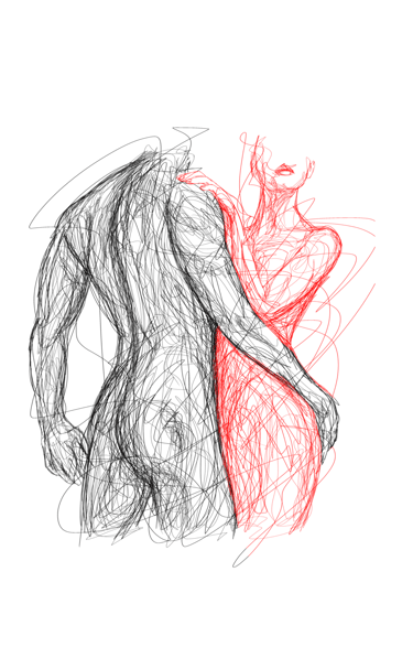 nude couple drawing. sexy couple poster. by nuditat
