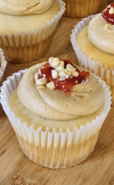 Enjoy our Peanut Butter and Jelly Cupcake