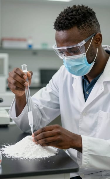 Workers inspecting mineral samples in a modern laboratory environment.