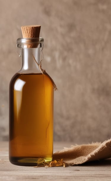 African American woman gently applying herbal oil to her natural hair.