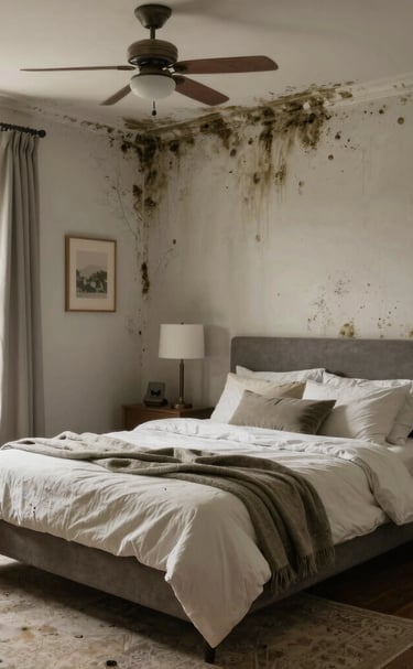 HEPA filtration equipment working inside a mold-contaminated room.