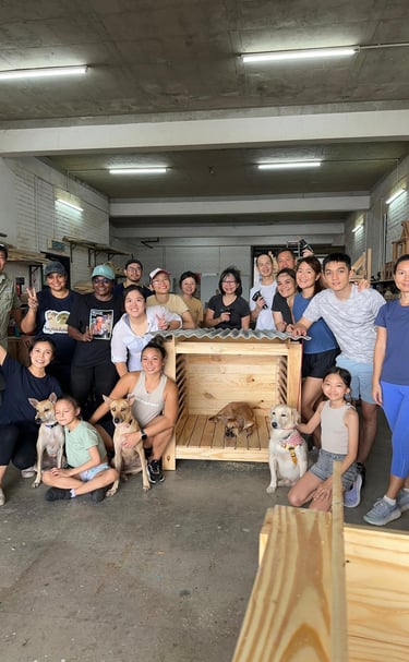 Participants from young and old completed a dog shelter in this 6 hours workshop