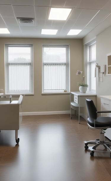 State-of-the-art blood testing lab with advanced devices and organized workstations.