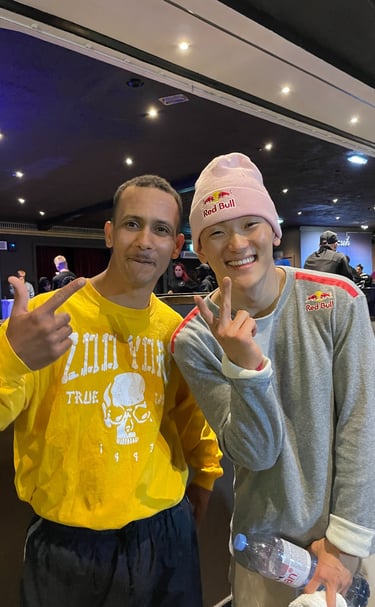 YoYo and Phil the Wizard, the Olympic breakdancing champion of 2024.