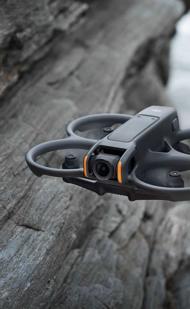 DJI Avata 2 flying above rocks