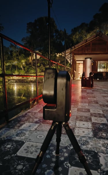 A guest using the Seestar S50 smart telescope during a stargazing session in Kaziranga National Park