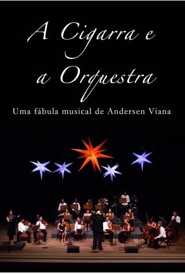 a concert with a conductor and orchestra in the background