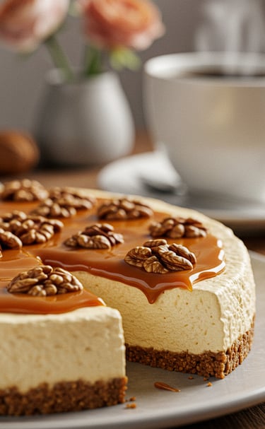 tarta de queso de dulce de leche y nueces