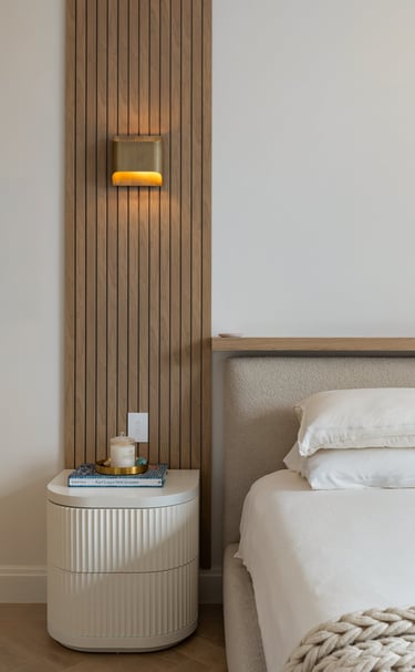 chambre, table de chevet, luxe, bois, texture