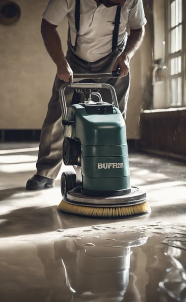 Man scrubbing floor