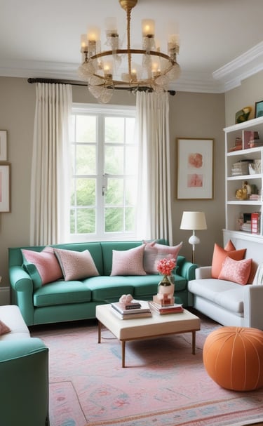 A cozy living room with comfortable seating and soft lighting.