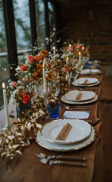 Live edge oak trestle tables