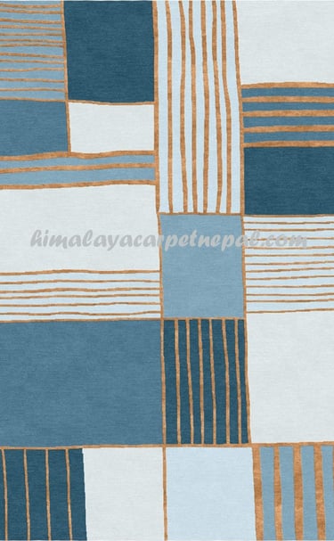 Handmade Nepalese Carpet with Geometric Elegance - Artisanal Design