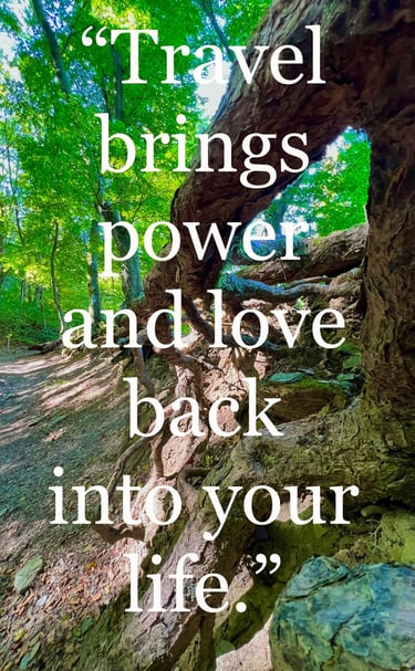 travel forest qoute "travel brings power and love back into your life."
