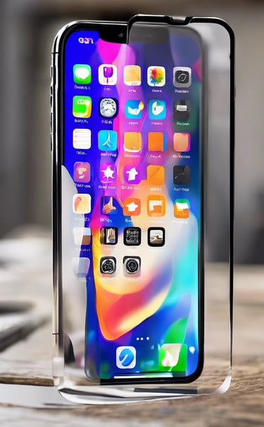 A laptop computer with a website displayed on the screen featuring the text 'Exceptional Web Application design & development'. The laptop is on a dark surface, and the website has a clean and modern design with a light background and colorful text elements.