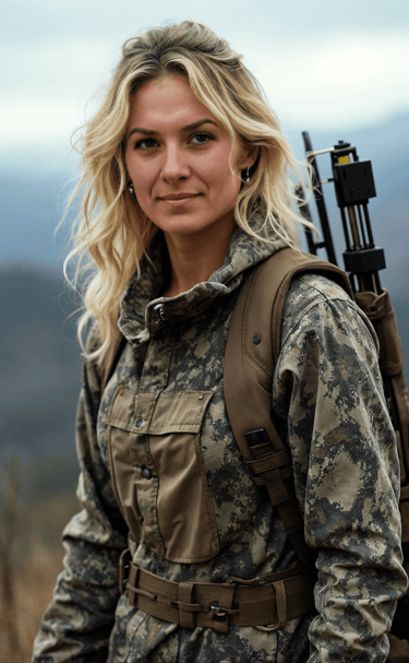 badass woman hunter in camo