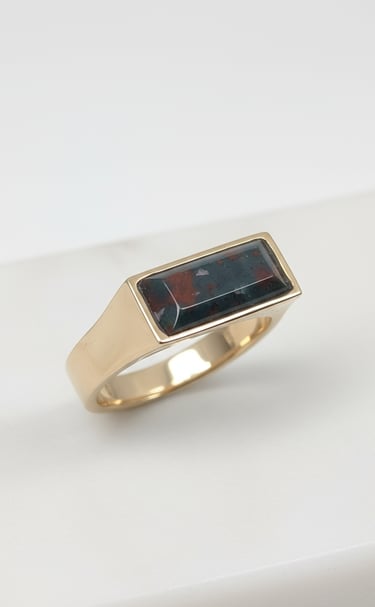 Bloodstone had cut by Kelly Allanson and set in a 14kt gold men's signet ring