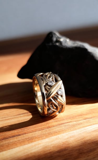 Family piece, using heirloom diamonds and set in 14kt gold