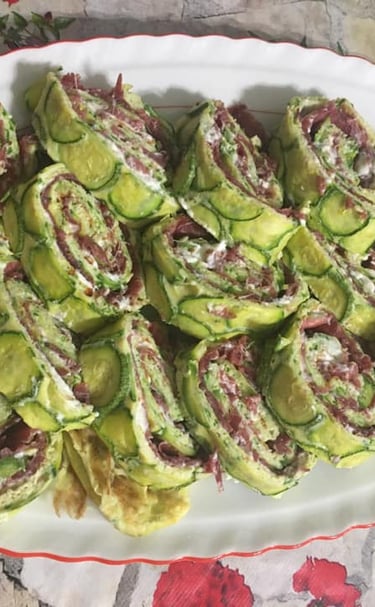 zucchini savory pie with cheese and ham