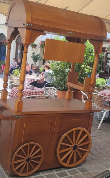 wooden food cart rental , antique food cart