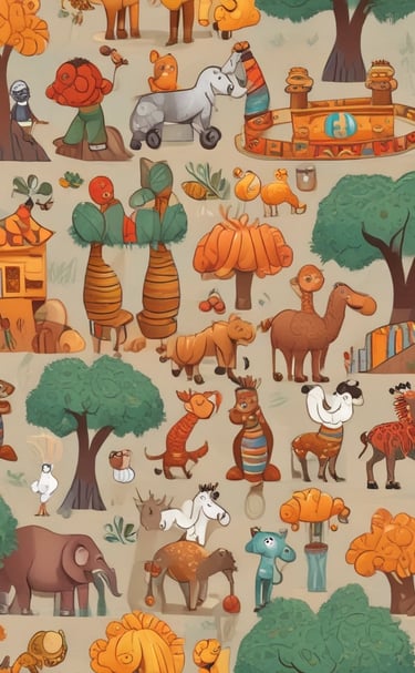 A vibrant image showcasing children playing educational language games.