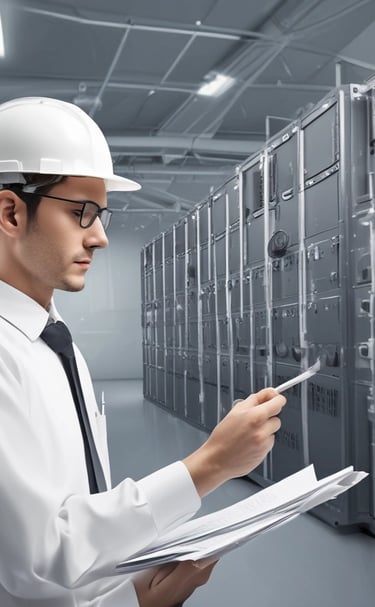 A network server rack filled with neatly organized cables. There are numerous black and red ethernet cables bundled together using cable ties. A keyboard and computer are placed at the bottom of the rack, with various networking equipment above them, showing multiple ports and blinking green lights indicating active connections.