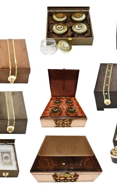 a collection of antique suitcases and other items