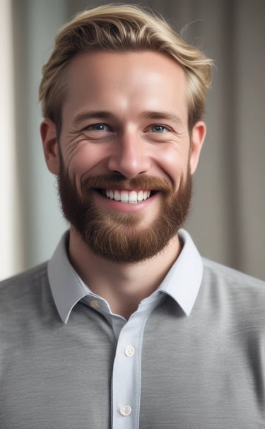 A young child wearing a school uniform with a green-striped tie and a shirt marked 'KG' sits in an indoor environment with colorful backgrounds. The child has a playful expression, with one hand resting on a bright red toy.