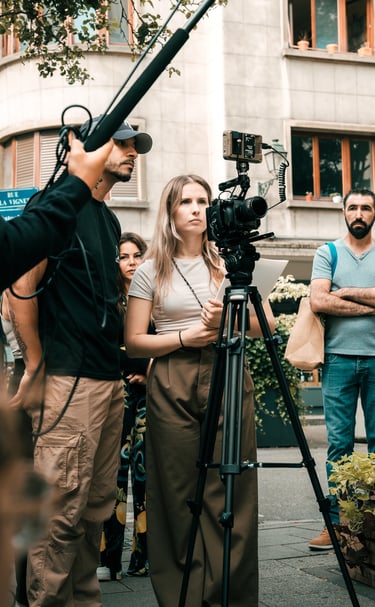 Caméra, réalisatrice, femme, cameraman