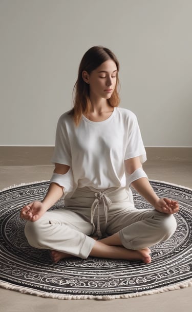 A serene morning scene with yoga mats and wellness supplements set against a sunlit window.
