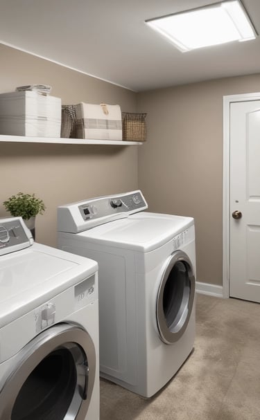 An elegant dining area equipped with rental appliances.