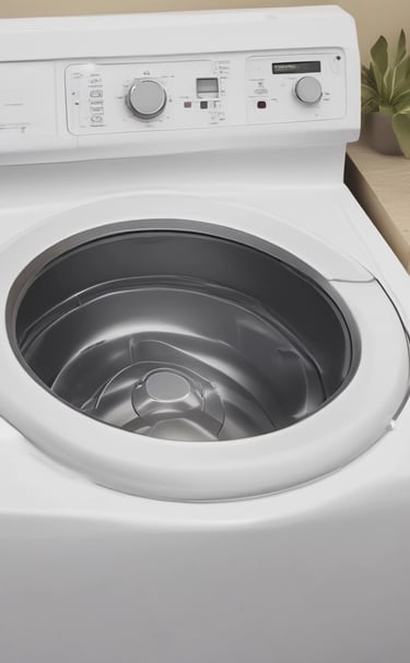 A stylish laundry room featuring our rental washing machines.