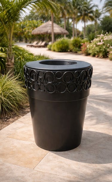 Bote de basura de fibra de vidrio rizado