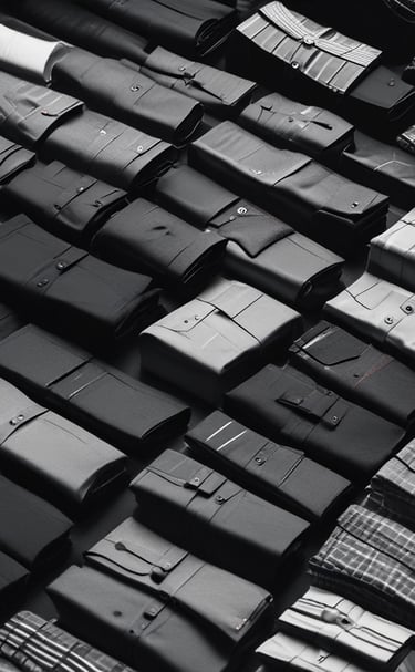 Flat lay of folded summer shirts in pastel shades on a sandy background.