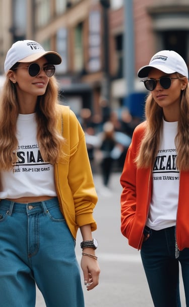 Flat lay of folded hoodies and caps on a concrete surface, highlighting the clean lines and quality fabric.