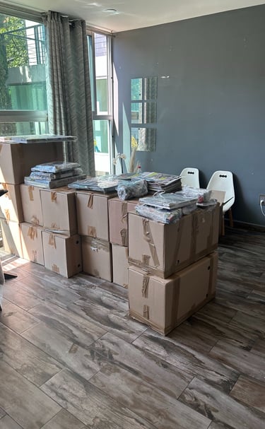 Empaque profesional de artículos en cajas por el equipo de AVM Mudanzas en Polanco, CDMX.