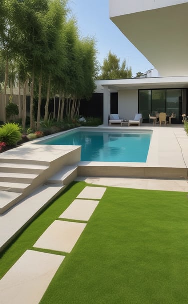 A beautifully paved garden path with natural stone borders surrounded by lush greenery.