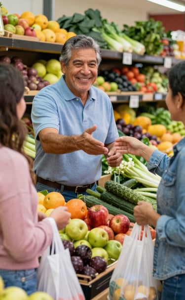 A small business owner happily reviewing approved loan documents in a bright office.