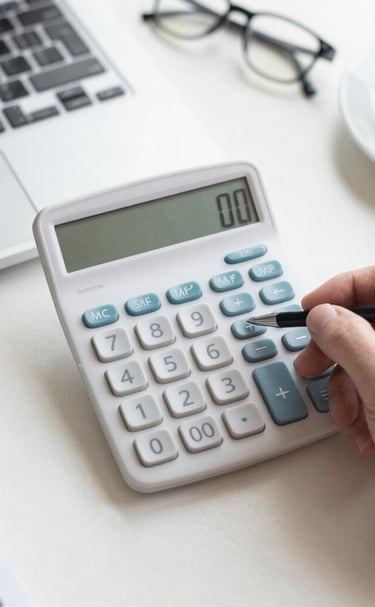 A sleek scientific calculator with a clear display and multiple function buttons