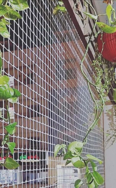 Sports net stretched across a local playground, demonstrating durability and safety.