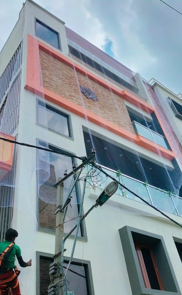 Transparent pigeon nets fixed on balcony in Tardeo Mumbai by Arjilli