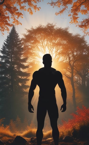 A candid shot of a wellness influencer practicing yoga outdoors surrounded by greenery.