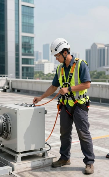 Freshly painted hallway with repaired walls and new ceiling tiles in a corporate office.