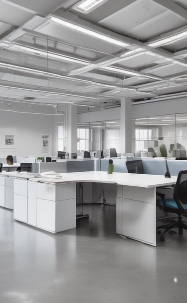 A SwiftCleaningCrew team member carefully wiping down a modern office desk.