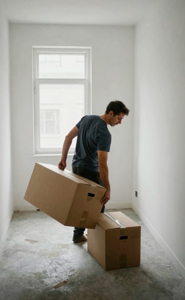 A SwiftVan Movers team carefully loading a customer's sofa into the van on a bright morning.