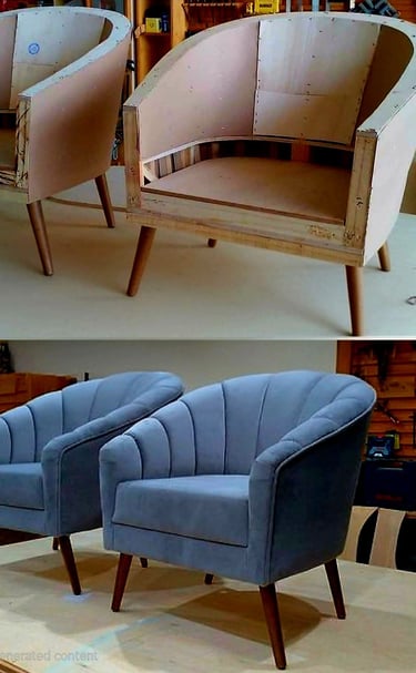 a couple of chairs that are sitting on a table